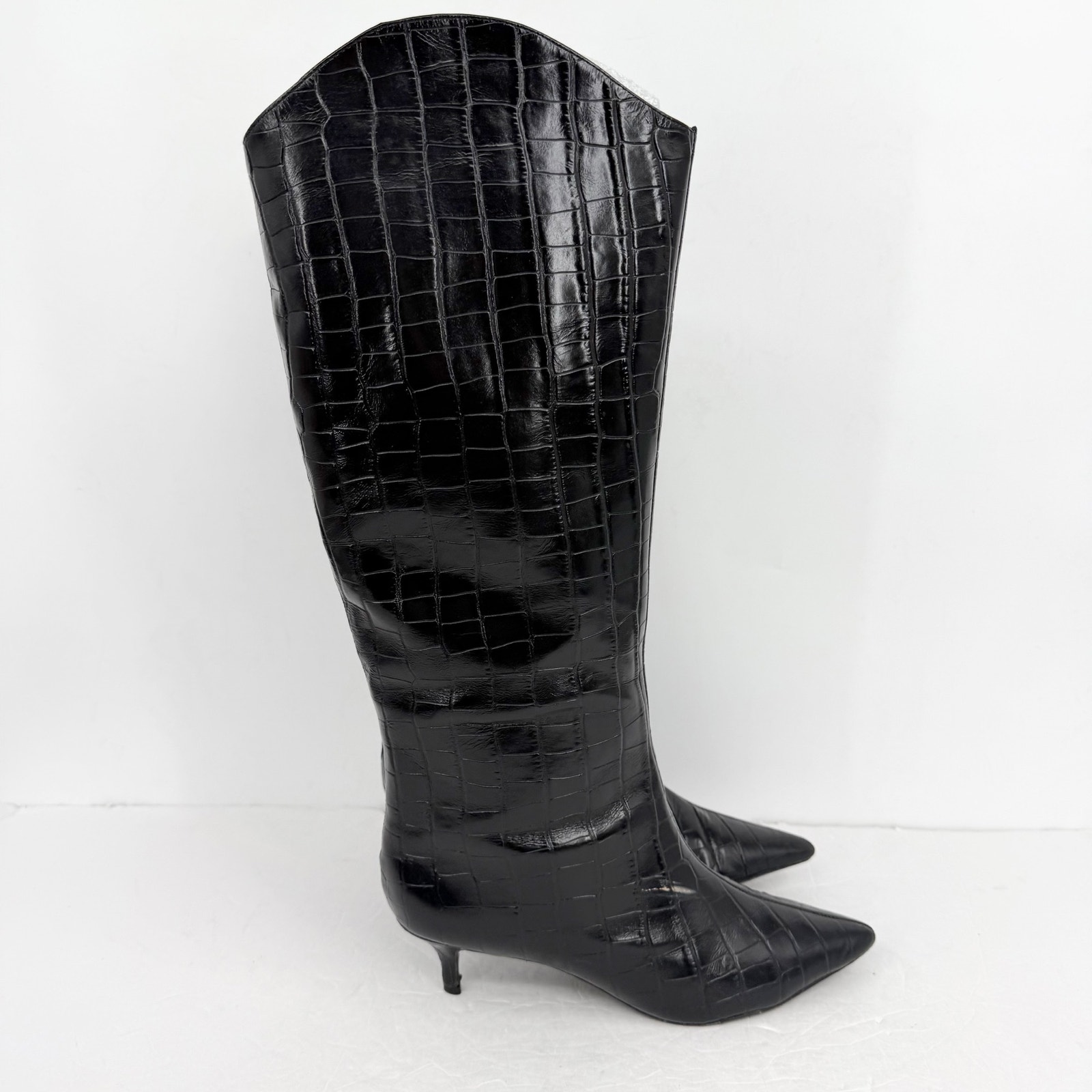 Schutz Womens Maryana Lo Knee High Boots Us 9.5 M Black Leather Guc